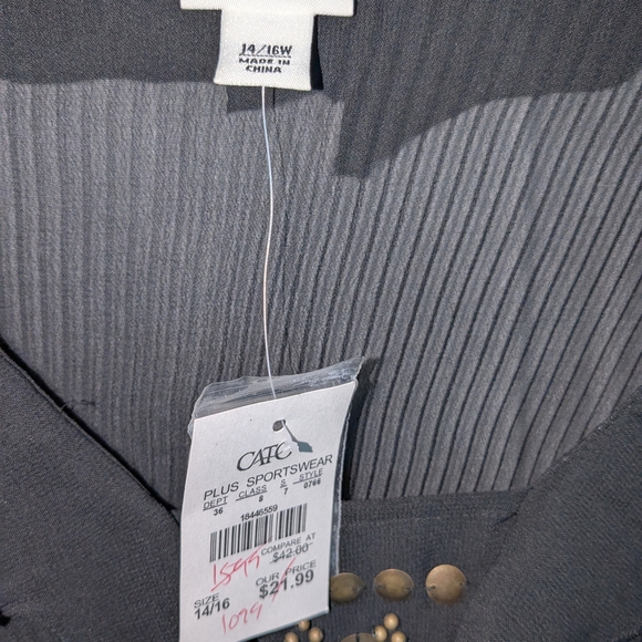 Cato Black Ruffle Blouse with Gold Accents - Picture 4 of 5